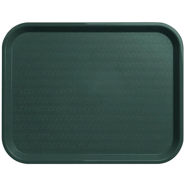 Green tray with a textured surface on a white background