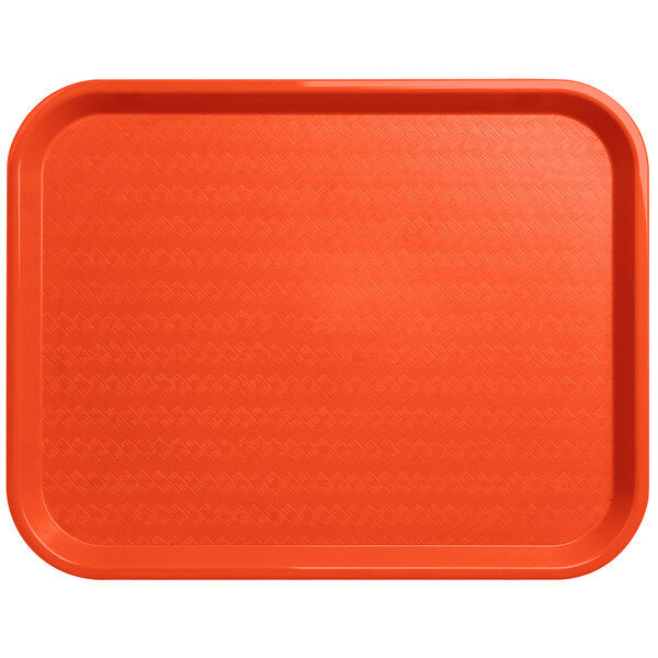 Orange tray with a textured surface on a white background